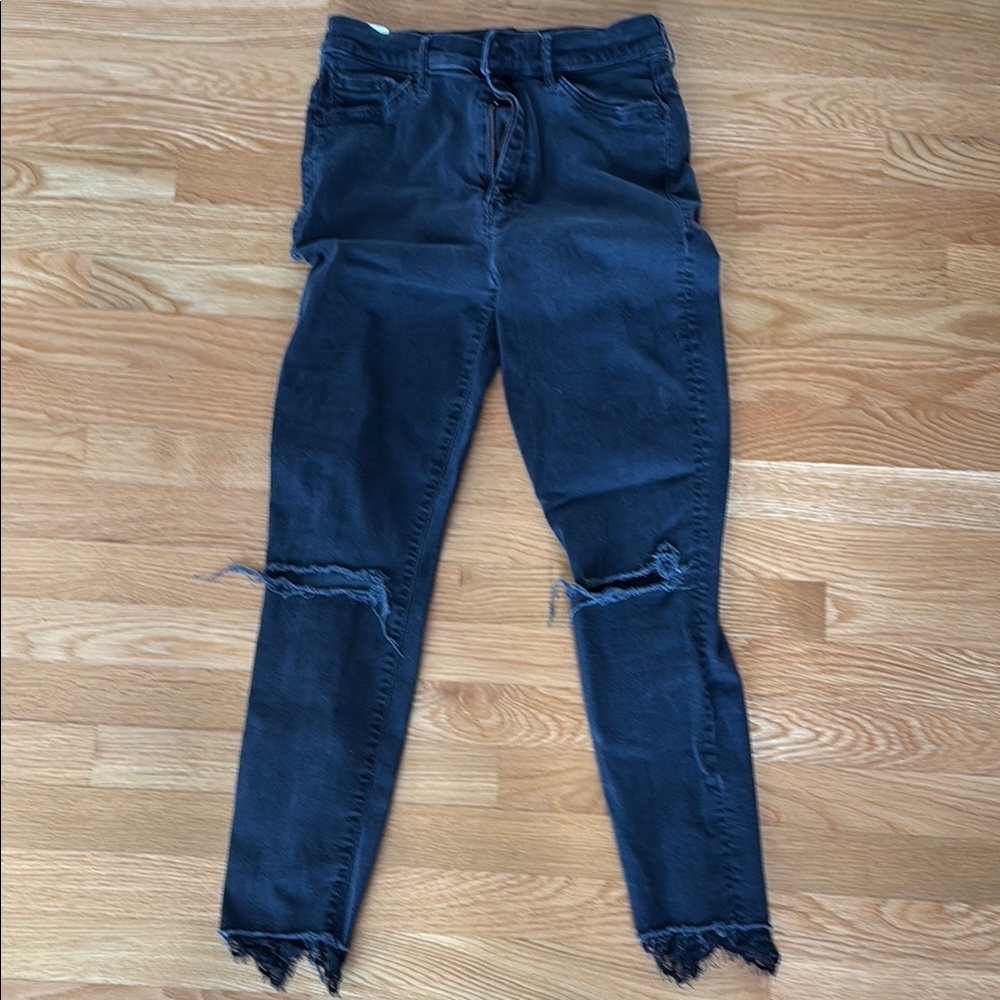 Women’s Black Distressed Knee Skinny Jeans MOTHER